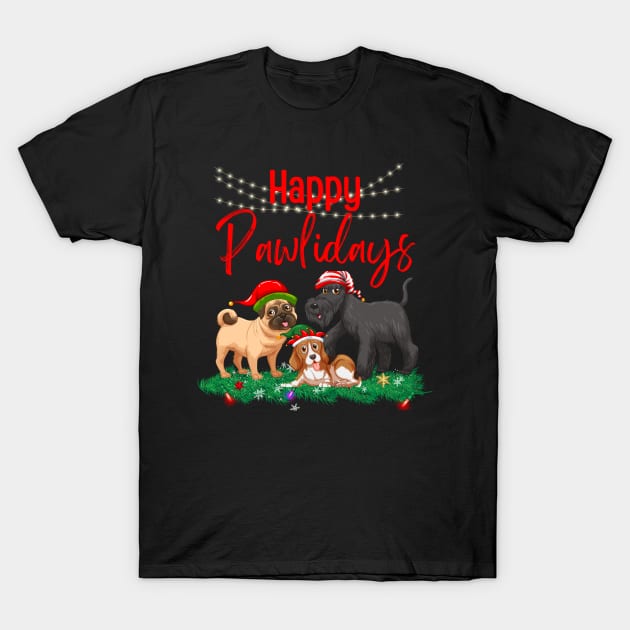 Happy Pawlidays T-Shirt by Dizzy Lizzy Dreamin